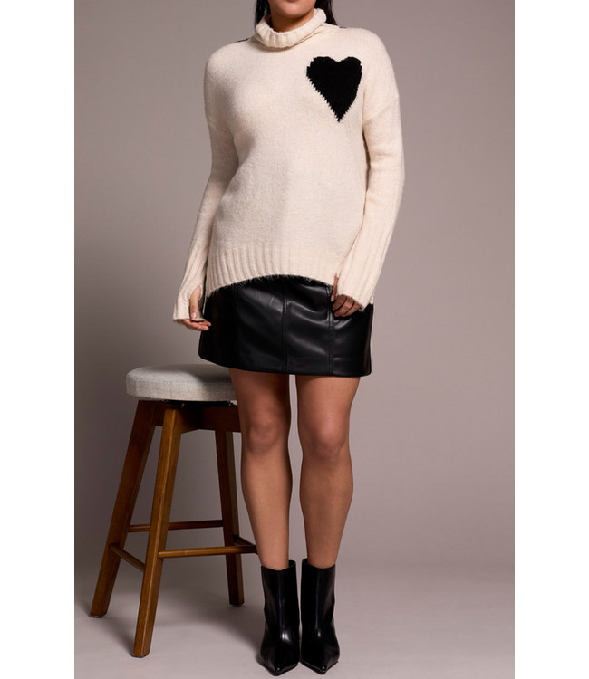 Tribal -t-neck high low- intarsia- Cream