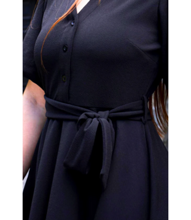 Annick -Coralie Tie Waist Dress- Black