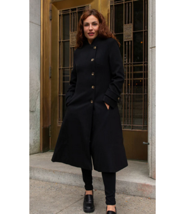 Annick -Retro Flared Coat- Black
