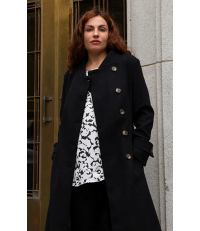 Annick -Retro Flared Coat- Black