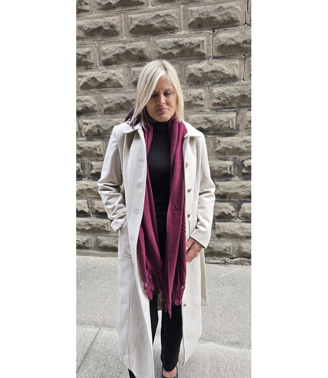 Cream  - Clara Long Coat - Ancient Scroll