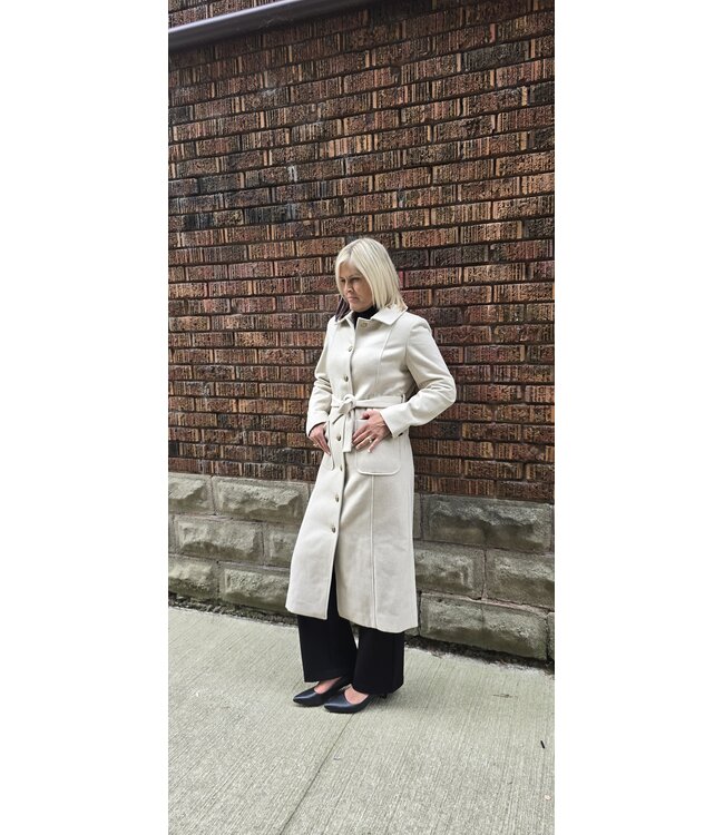 Cream  - Clara Long Coat - Ancient Scroll