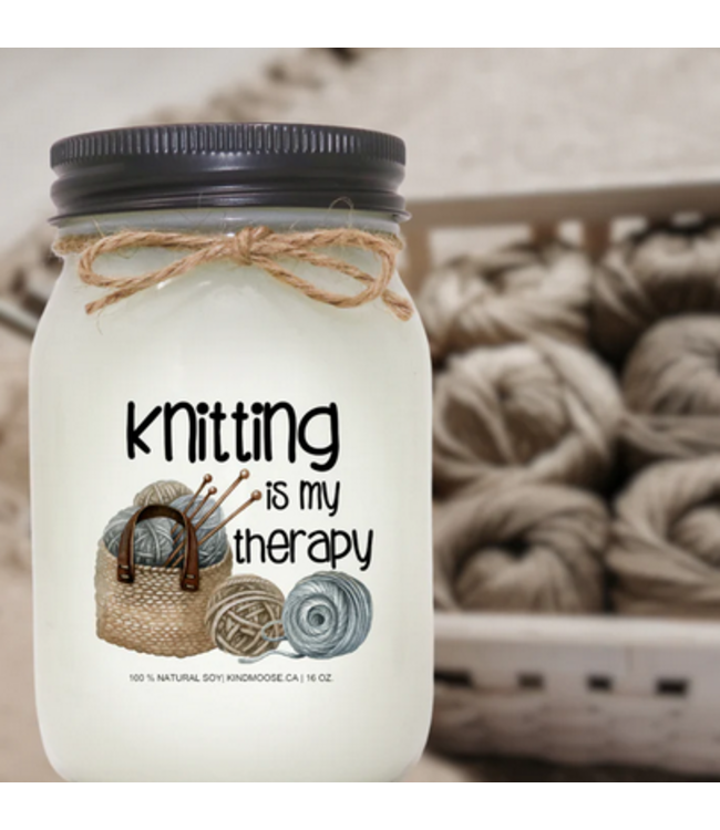 KindMoose Candle Company 16 oz -Knitting is my therapy- Gardenia