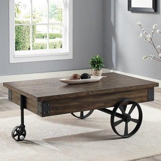 OTIS WAGON WHEEL COFFEE TABLE WITH DRAWER BY