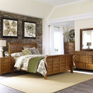 Liberty Furniture Grandpas Cabin (175-BR) Sleigh Bed, Dresser & Mirror, Chest, NS