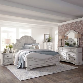 Magnolia Manor (244-BR)  Panel Bed, Dresser & Mirror, Chest, N/S