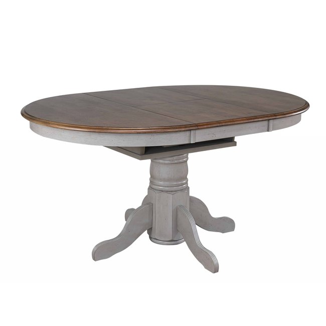 Dlu Cg4260 Go Round Or Oval Extendable Dining Table Distressed Gray And Brown Wood Whole Furniture Mattress Round Or Oval Extendable Dining Table, Distressed Round Dining Table With Leaf