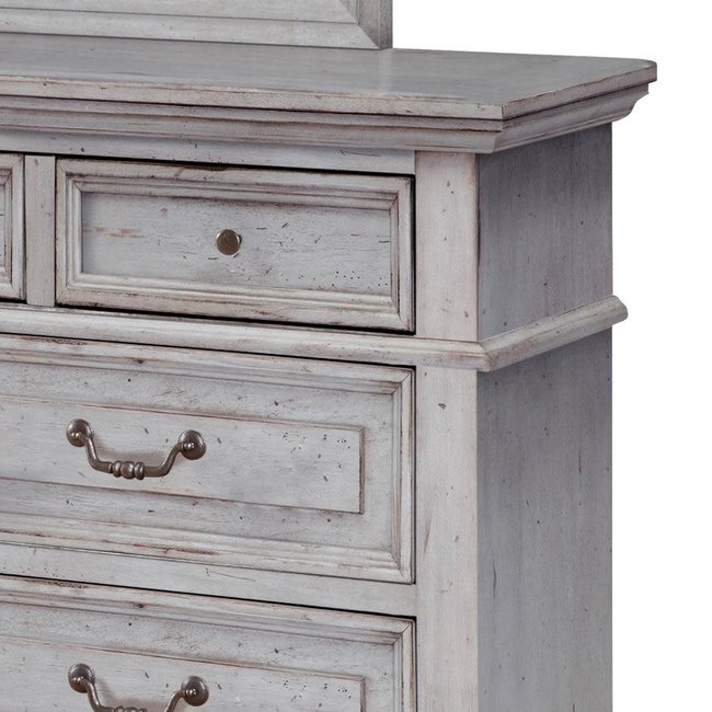 Stonebrook 7-Drawer Antique Grey Dresser with Mirror