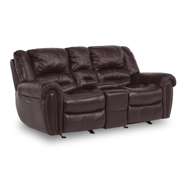 Flexsteel Town Power Reclining Loveseat with Console and Power Headrests 1010-64PH