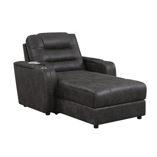 Power Reclining Chaise Lounge Chair with Arms - Phone Charger - Cupholder - Storage, in Gray