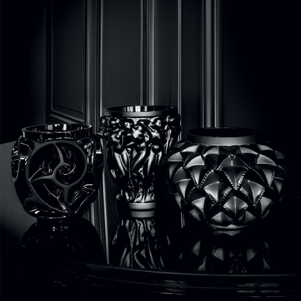 Lalique Black Languedoc Vase SM