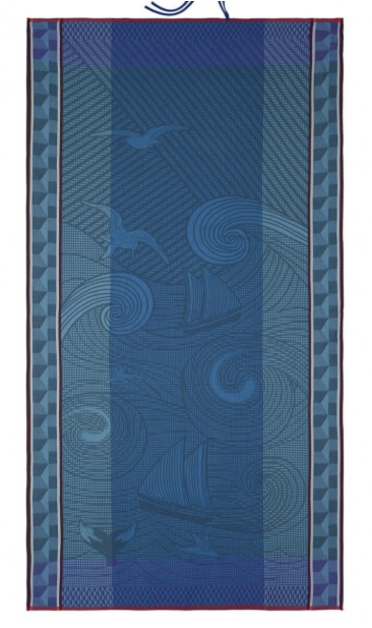 Le Jacquard Francais Baignade A Socoa Blue Beach Towel 39"x79"