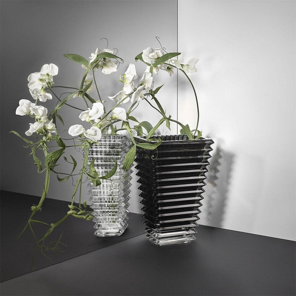 Baccarat Eye Vase Large Rectangular Black