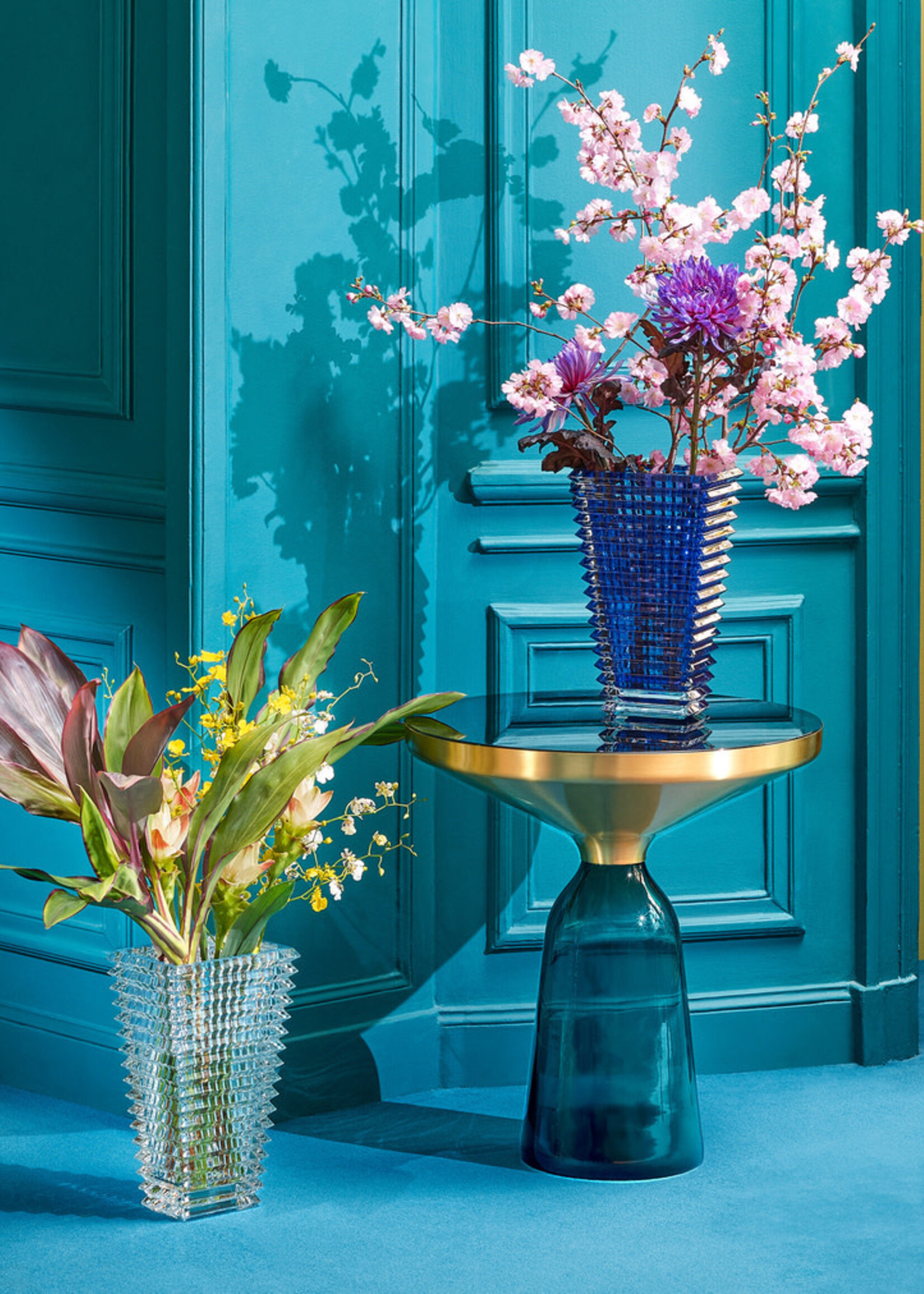 Baccarat Eye Vase Large Rectangular Blue