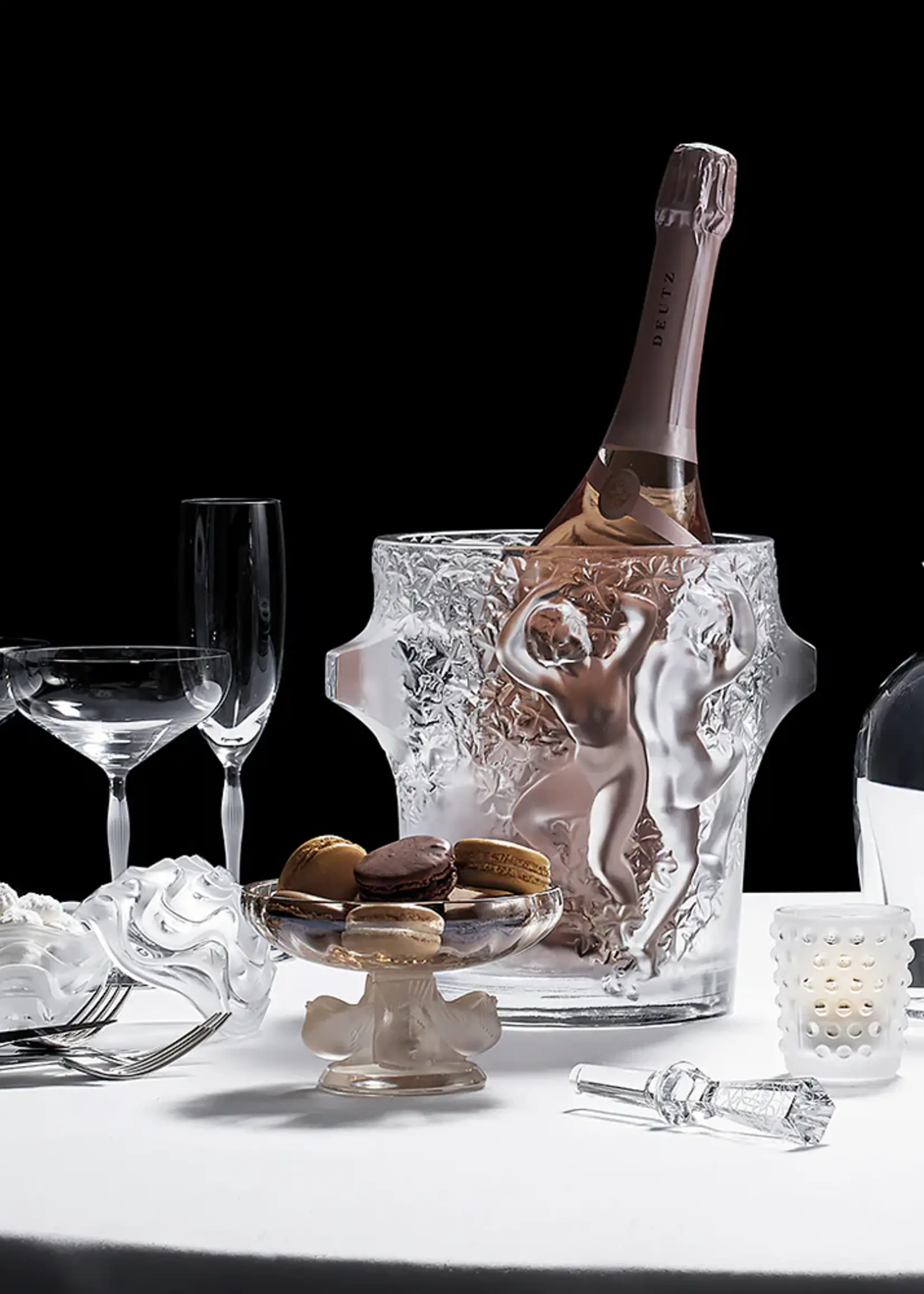 Lalique Mossi Votive Clear S/2