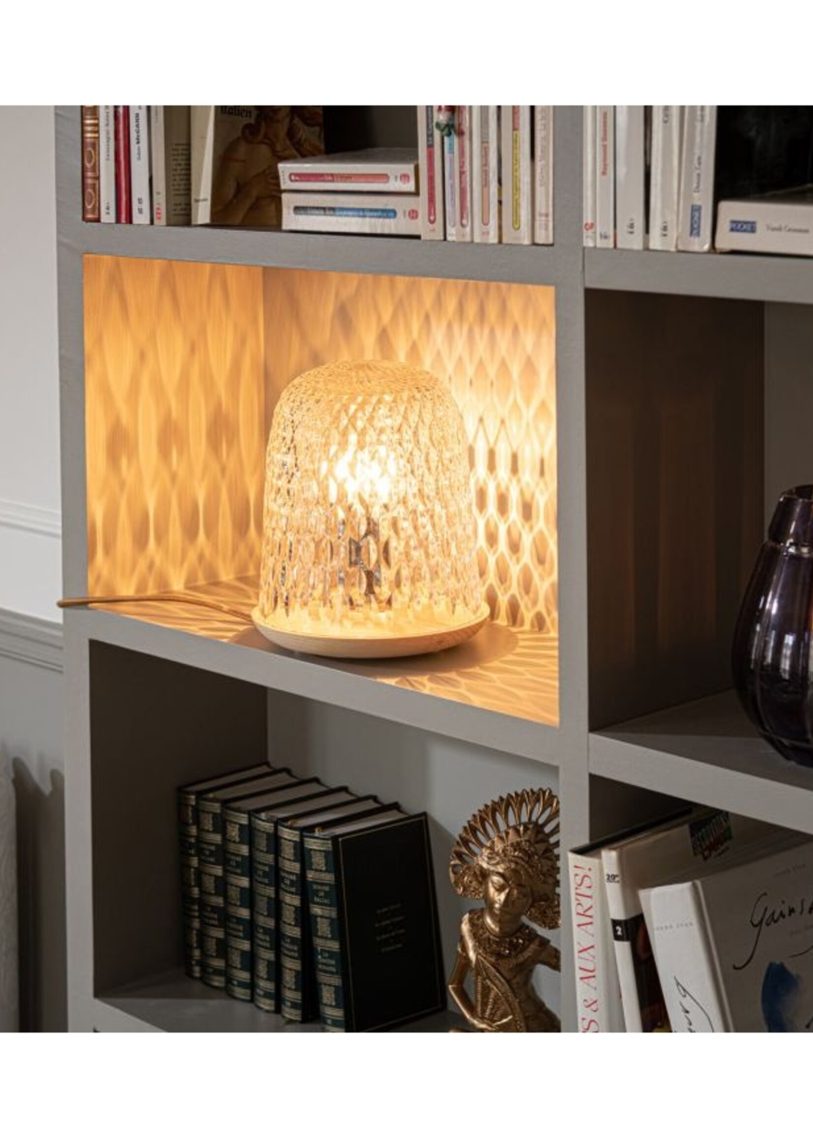 Saint-Louis Folia Table Lamp Clear Crystal Light Wood