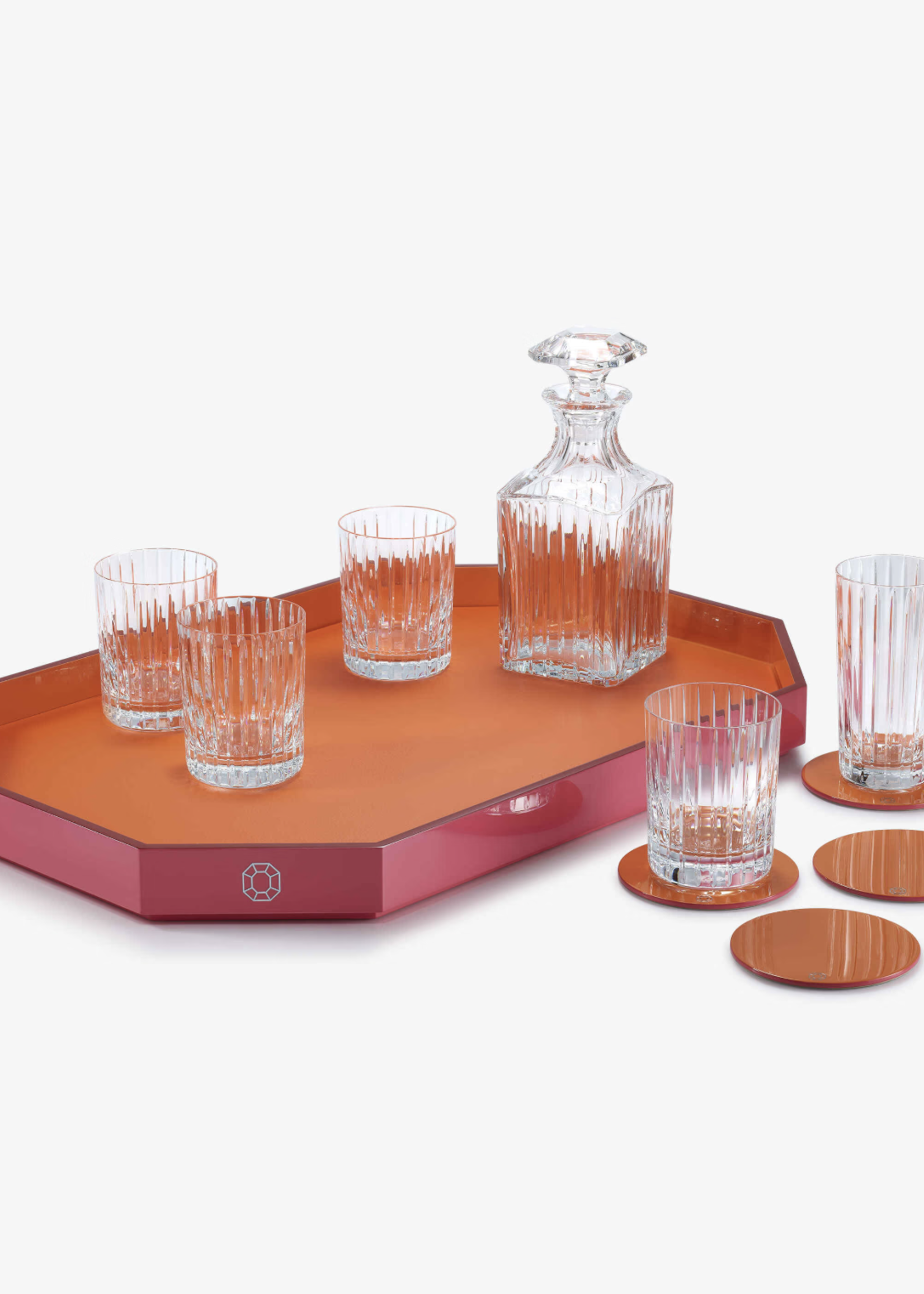 Baccarat Octogon Orange Tray Lg
