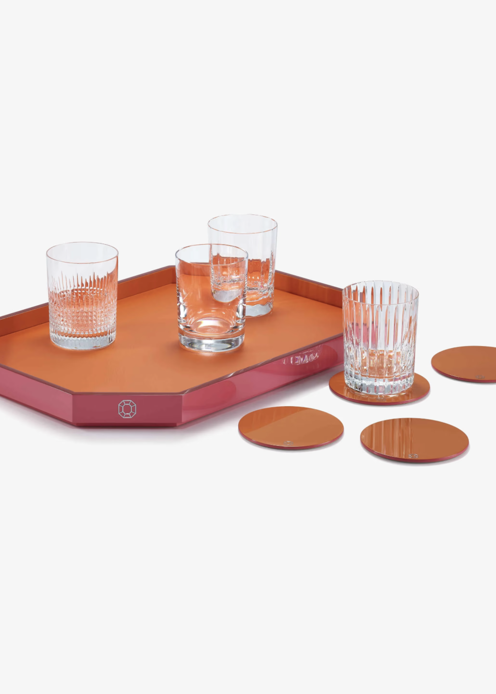 Baccarat Octagon Orange Tray Med
