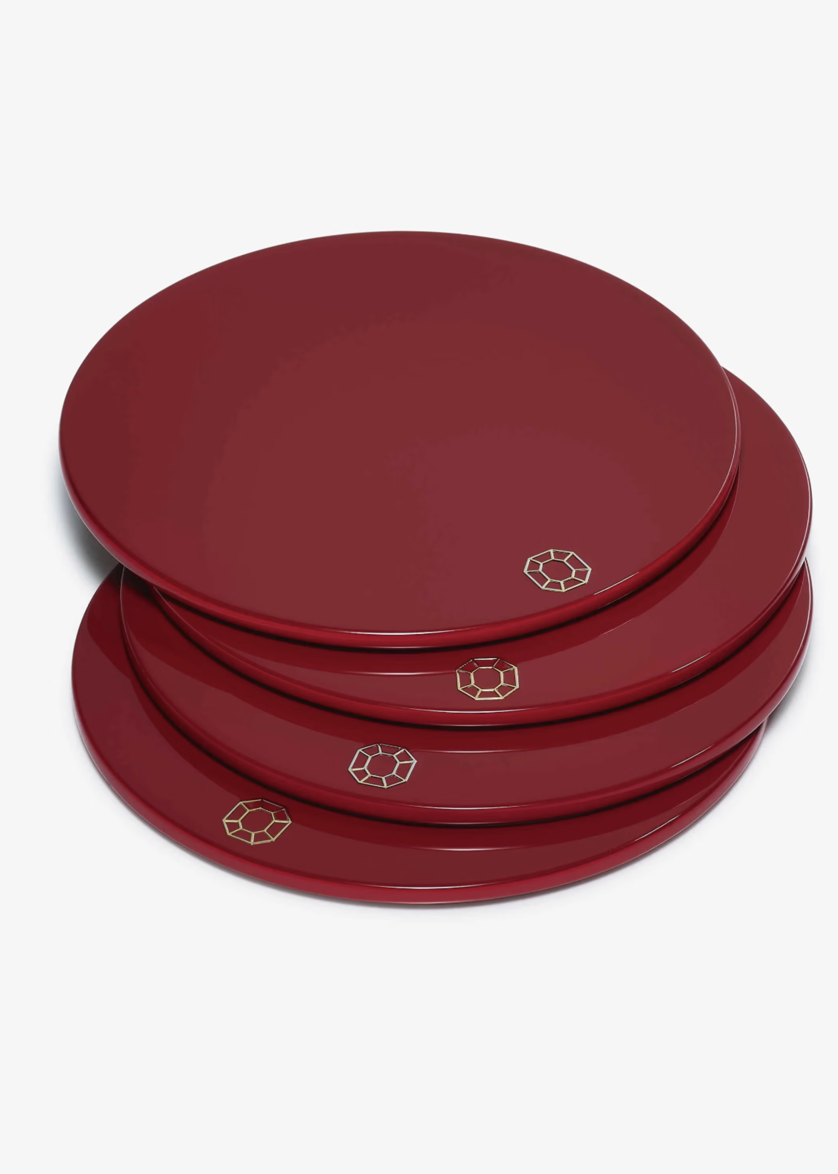 Baccarat Octagon Red Coasters S/4