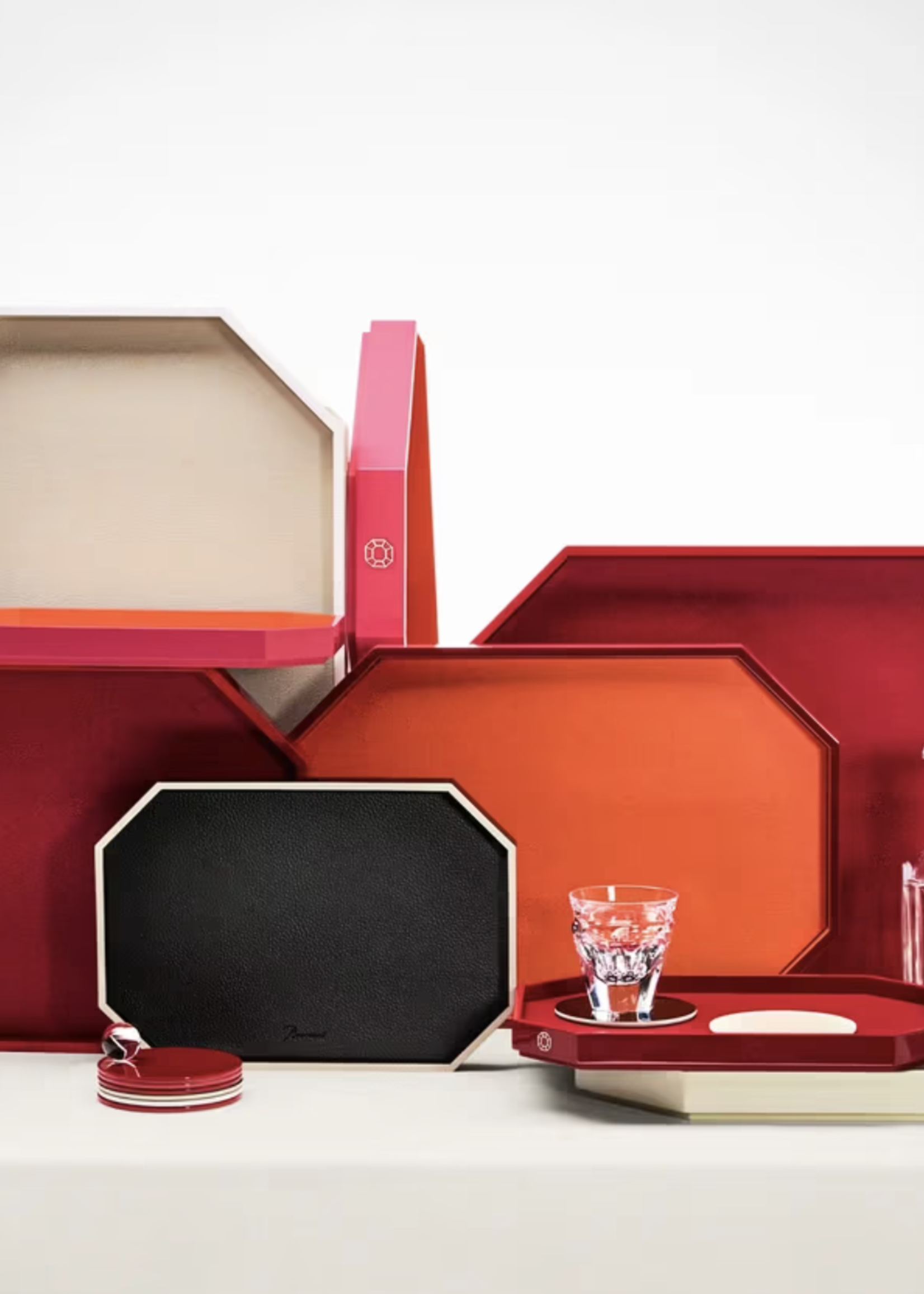 Baccarat Octagon Red Coasters S/4