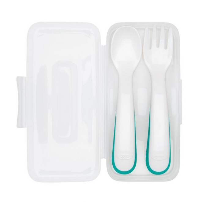 OXO TOT On The Go Plastic Fork & Spoon - Teal
