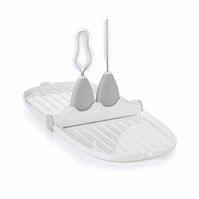 OXO TOT Breast Pump Parts Drying Rack With Detail Brushes - Grey