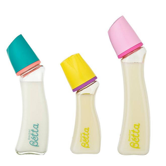 Betta Glass 200mL Baby Shower 3 Brain bottles Set (Summer Flower)