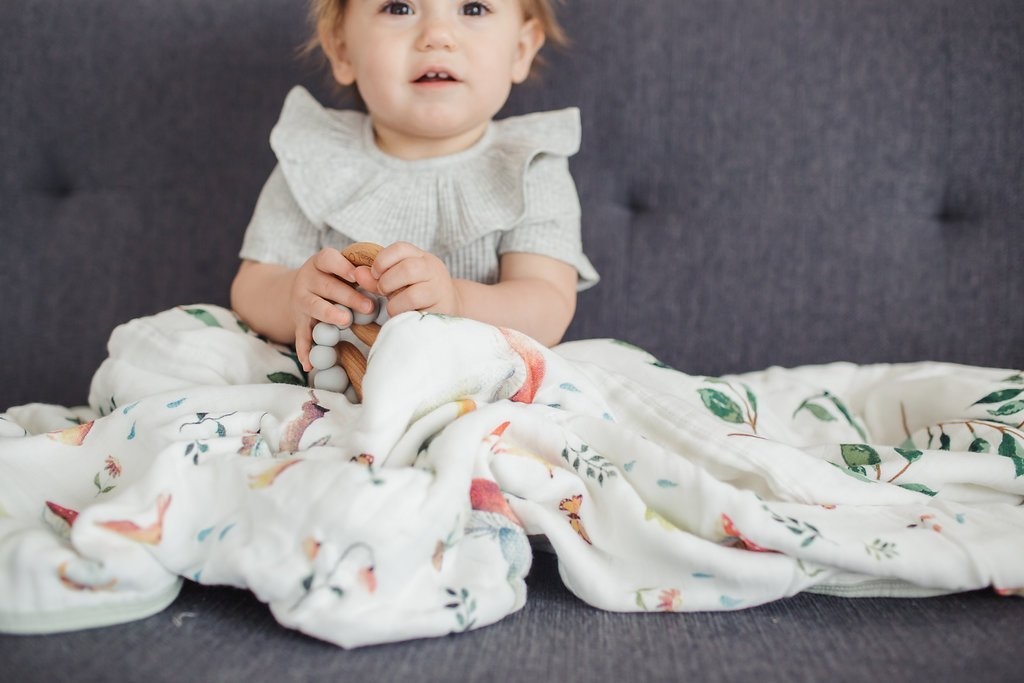 Cotton muslin swaddle blanket Organic - Woodland hedgehog ...