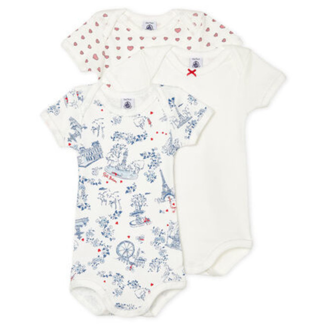 Baby Girls' Short-Sleeved Bodysuit - 3Pcs Set Heart