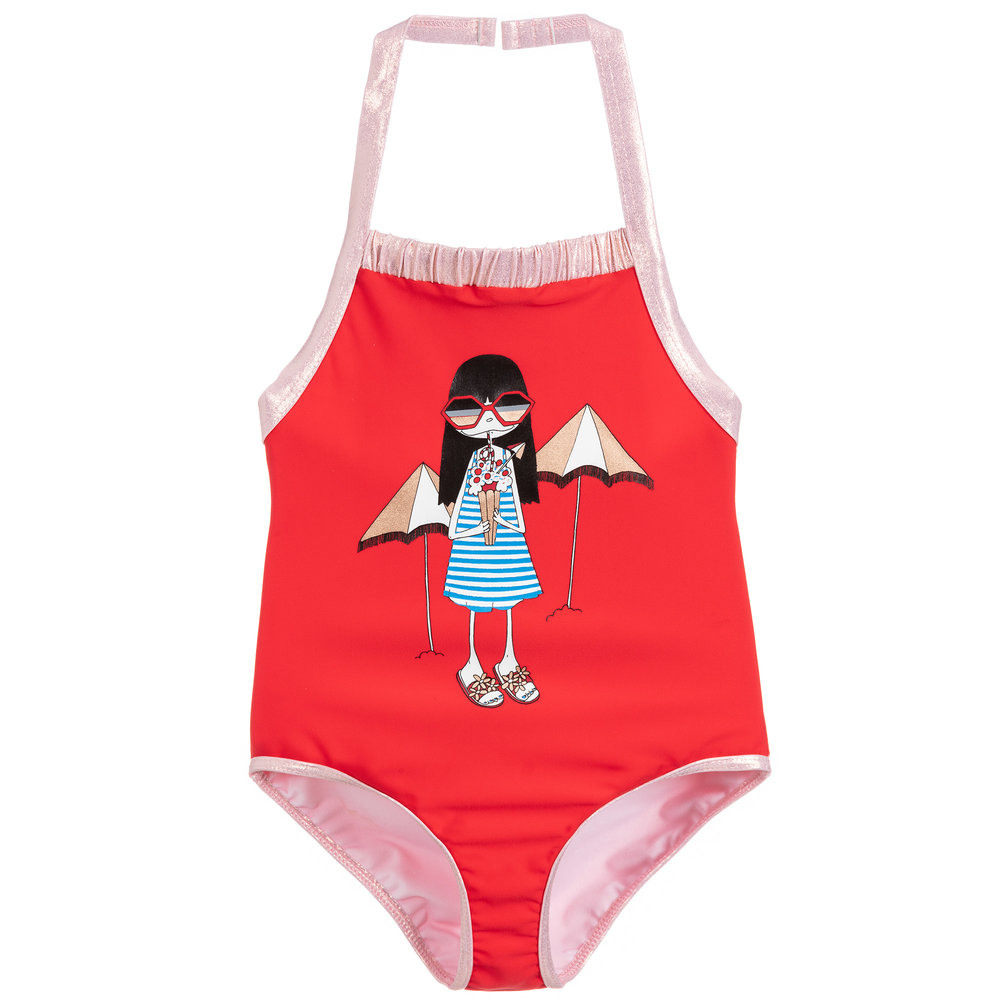 ruffle trim swimsuit