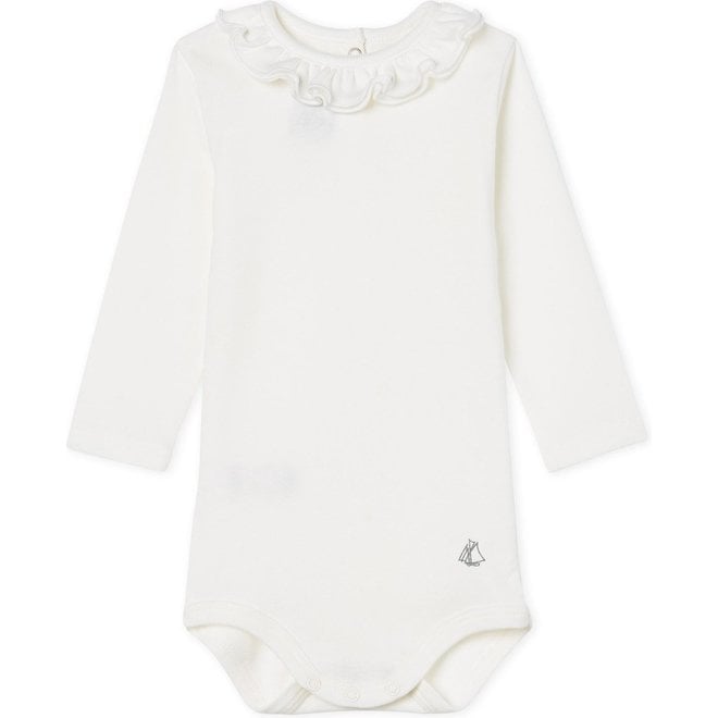 Plan White Long Sleeve Bodysuit