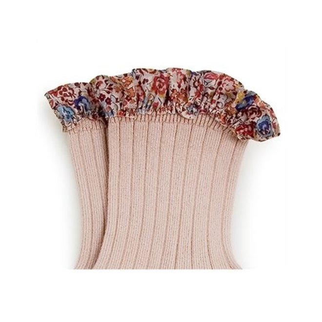 Chaussettes Charlotte avec galon liberty courtes Vieux Rose - pink