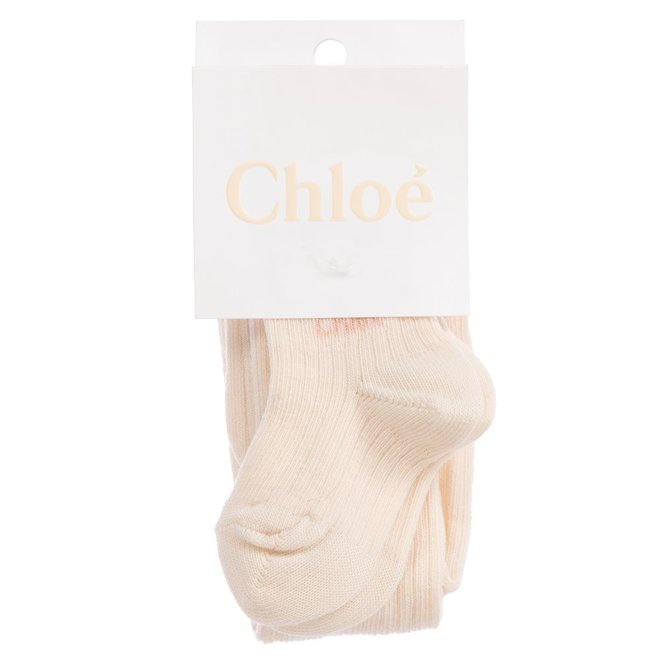 Chloe Chloe Logo Print Tights Pink Stripes