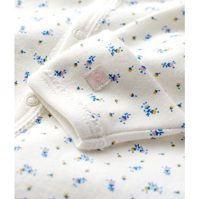 Baby Girls' Floral Print Ribbed Jumpsuit/Sleeping Bag