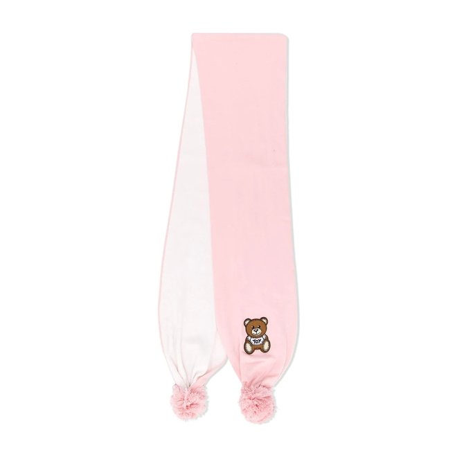 Scarf With Bear Toy Patch Pink
