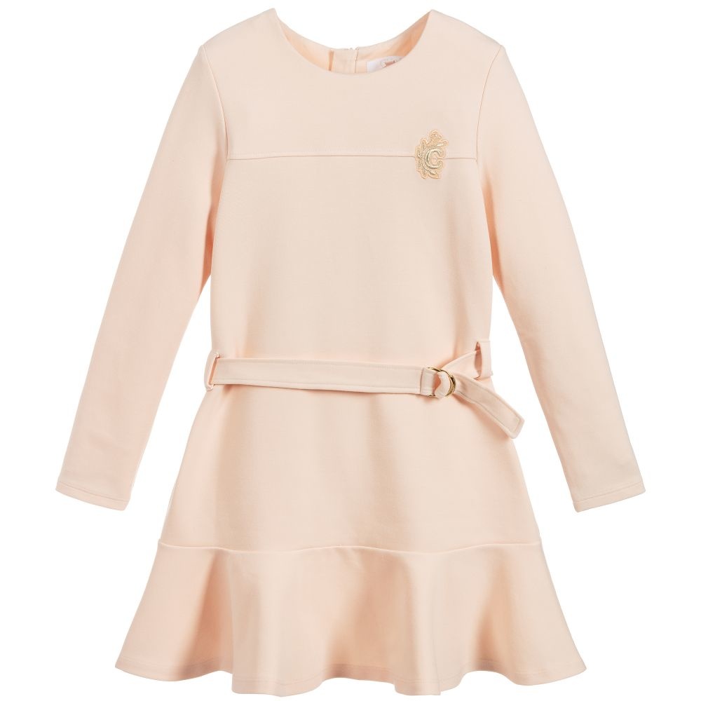 Chloé Pink Milano Jersey Dress Pale Pink - Moda Kids