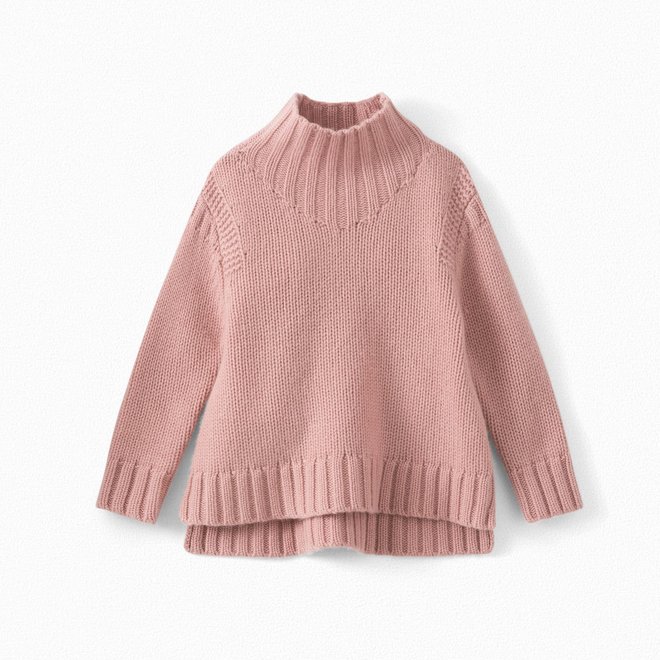 GIRLS' MOCK TURTLENECK SWEATER MEDIUM PINK