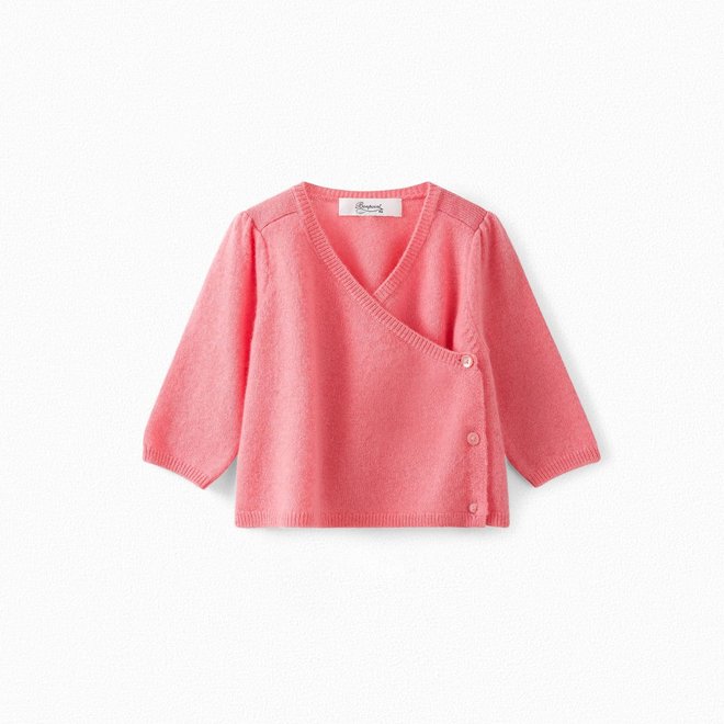 BABY CASHMERE WRAP CARDIGAN BUBBLEGUM PINK