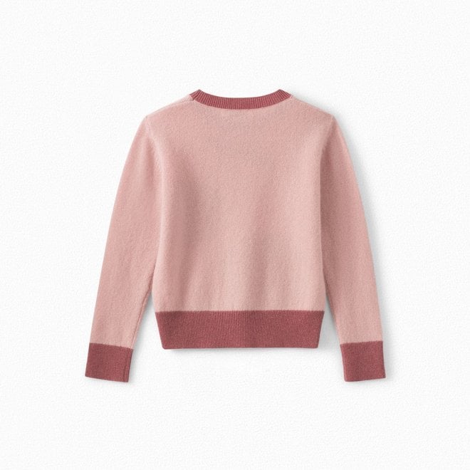 GIRLS' CASHMERE SWEATER WITH GIANT CHERRIES FADED PINK