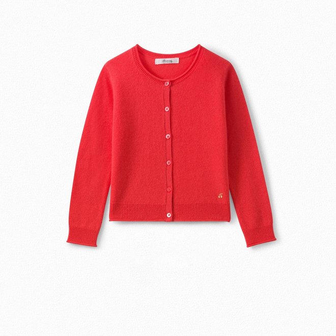 GIRLS CASHMERE CARDIGAN BUBBLEGUM PINK Moda Kids