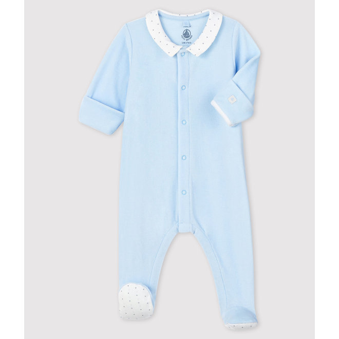 baby boy velour sleepsuits
