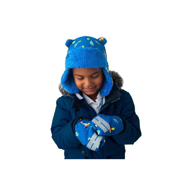 Flapjacks Water Repellent Trapper Hat Dino Blue