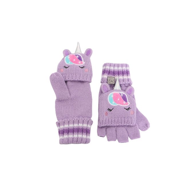 Flapjacks Knitted Fingerless Gloves w/Flap Unicorn