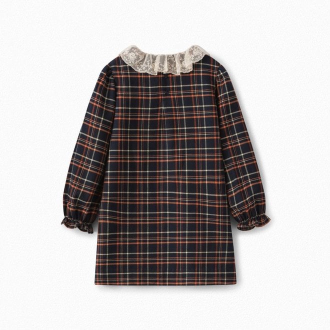 Girls' Dress With Tulle Collar Navy