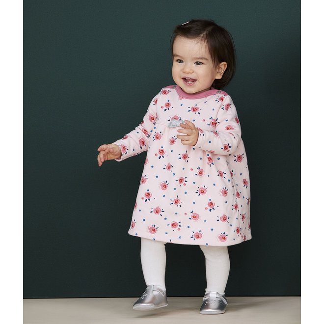 Baby girl's long-sleeved dress-pink flower