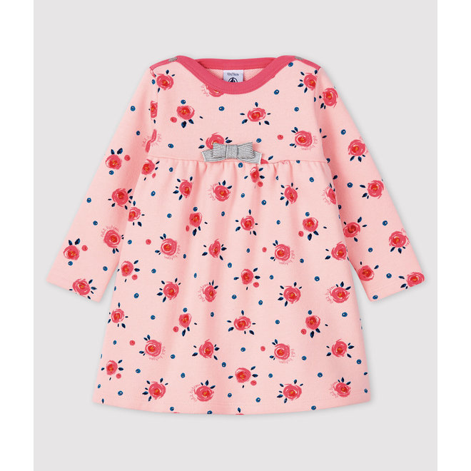 Baby girl's long-sleeved dress-pink flower