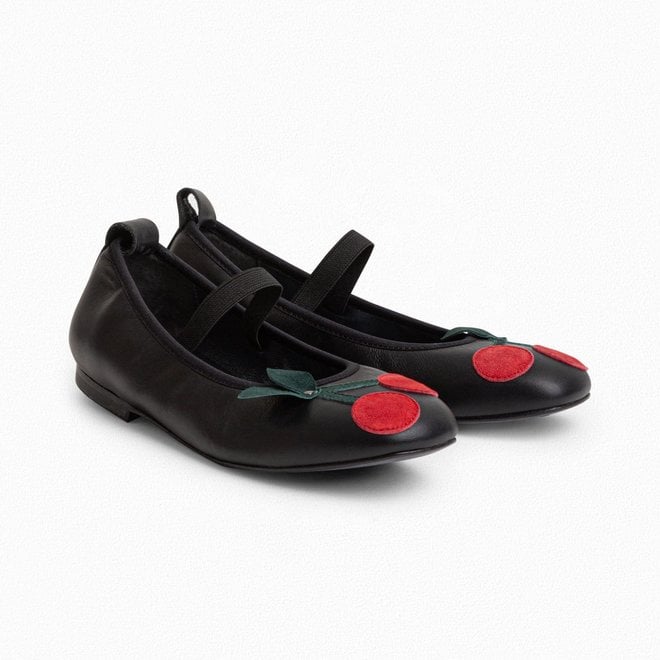 Black Cerise Flat Ballerinas For Girls