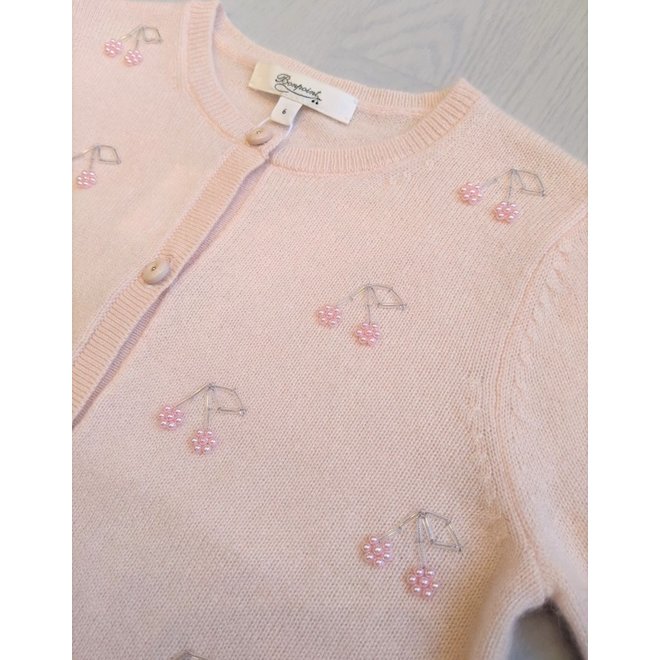Girls' Embroidered Cashmare Cardigan Pale Pink