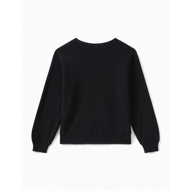 Girls' Intarsia Merino Wool Sweater Navy
