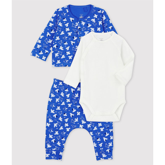 Babies' Blue Organic Cotton Clothing - 3-Pack Blue Bird
